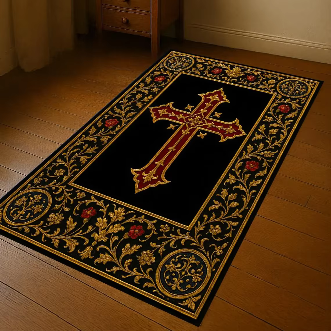 Tapis croisé de style gothique, tapis de prière chrétienne, tapis de prière, tapis croisé, tapis chr