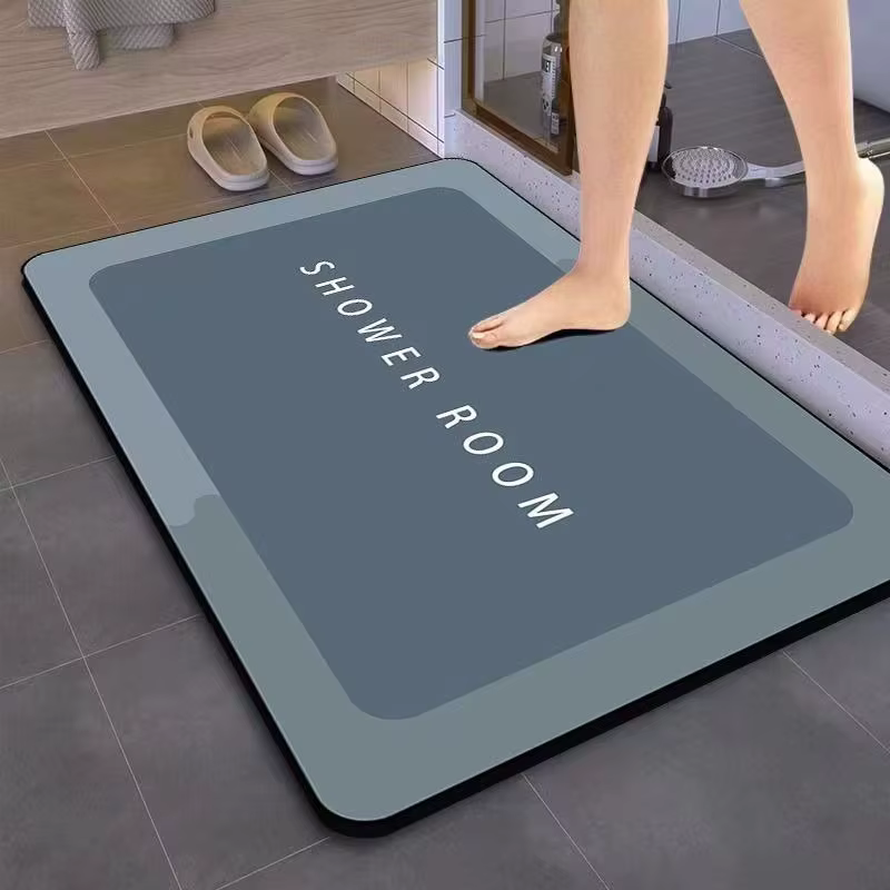 Tapis de bain en terre de diatomite antidérapant, absorbant, séchage rapide, pour douche, buanderie,