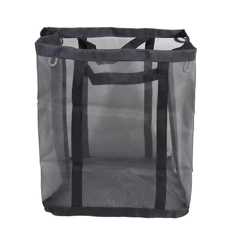Panier à linge en maille en Nylon avec poignée, respirant, pliable, Portable, sacs de rangement pour