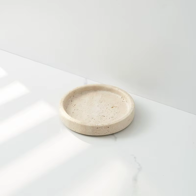 Plateau décoratif d'aromathérapie pour salle de bain, plateau créatif en travertin naturel, plateau 