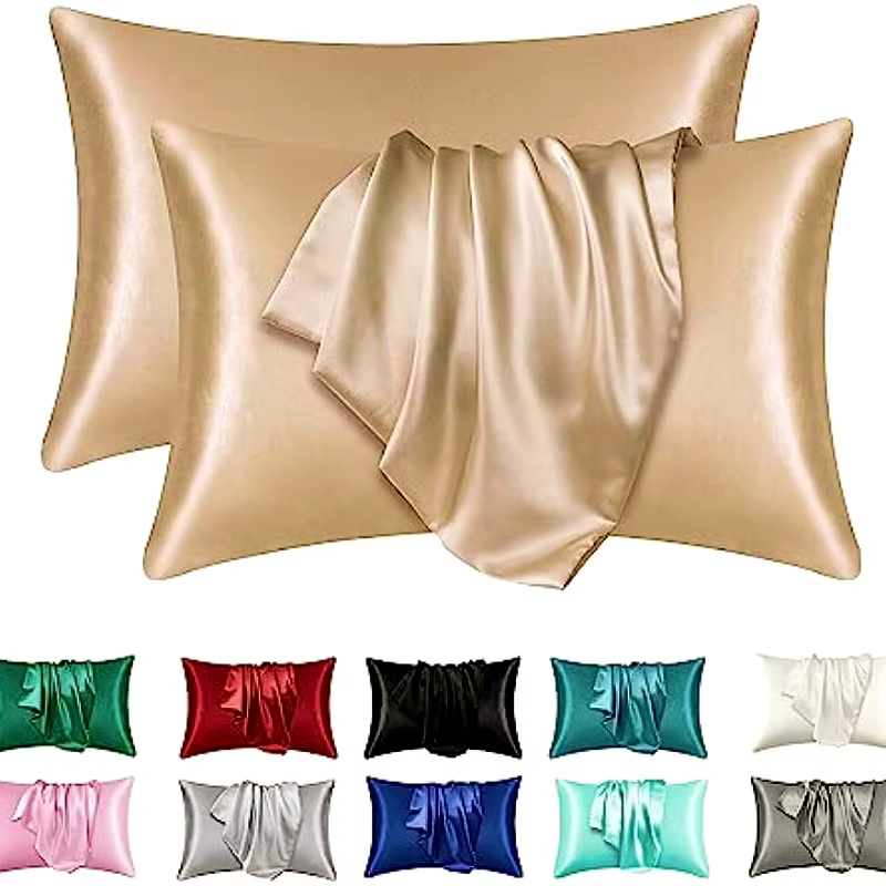 Taie d'oreiller en satin pour cheveux et peau, taies d'oreiller pour lieux, taille standard, ensembl