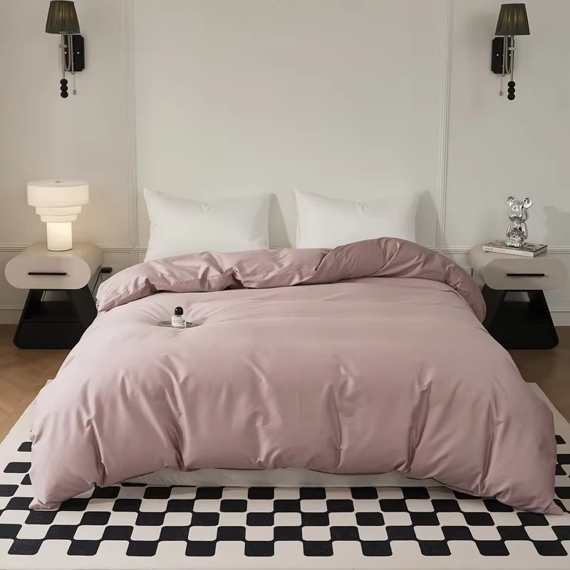 Housse de couette en coton à longues fibres des années 60, housse de couette de couleur unie, taille