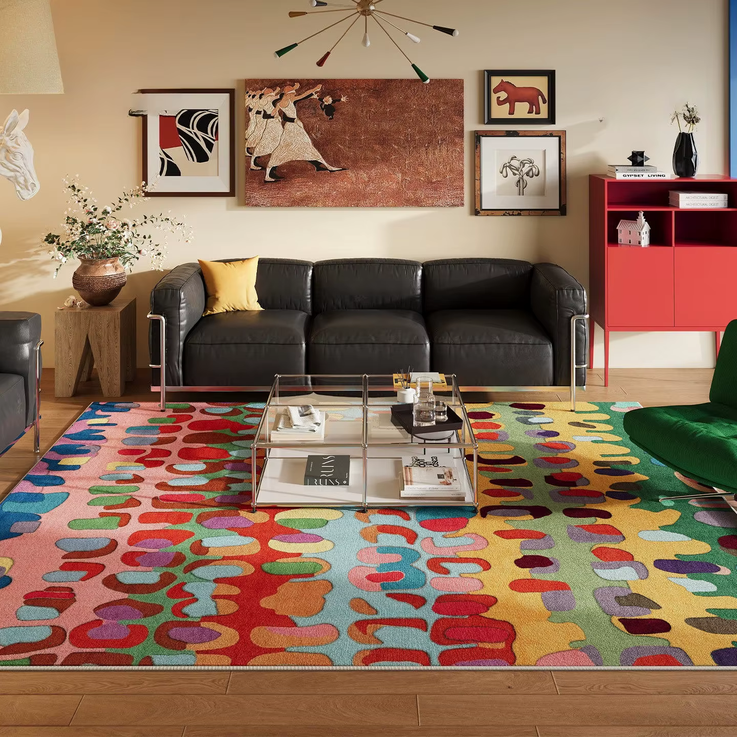 Tapis de dressing couleur Dopamine, tapis créatifs pour chambre à coucher, antidérapant, tapis de so
