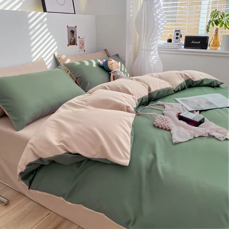 Parure de lit King Size à double face, design simple, douce et confortable, housse de couette et tai