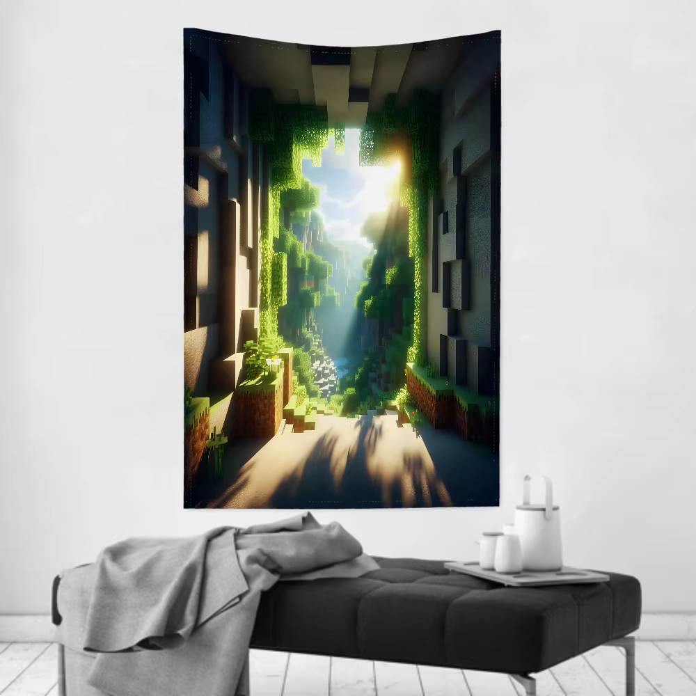 Tapisserie de jeu animé HD m-minecrafts, décor de salle, tissu mural, arrière-plan suspendu de fête,