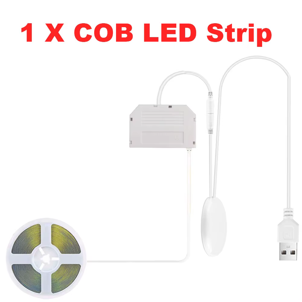 Bande lumineuse LED COB 5V USB 1/2/3M, 1 à 6 pièces, avec variateur tactile en bois pénétrant, pour 