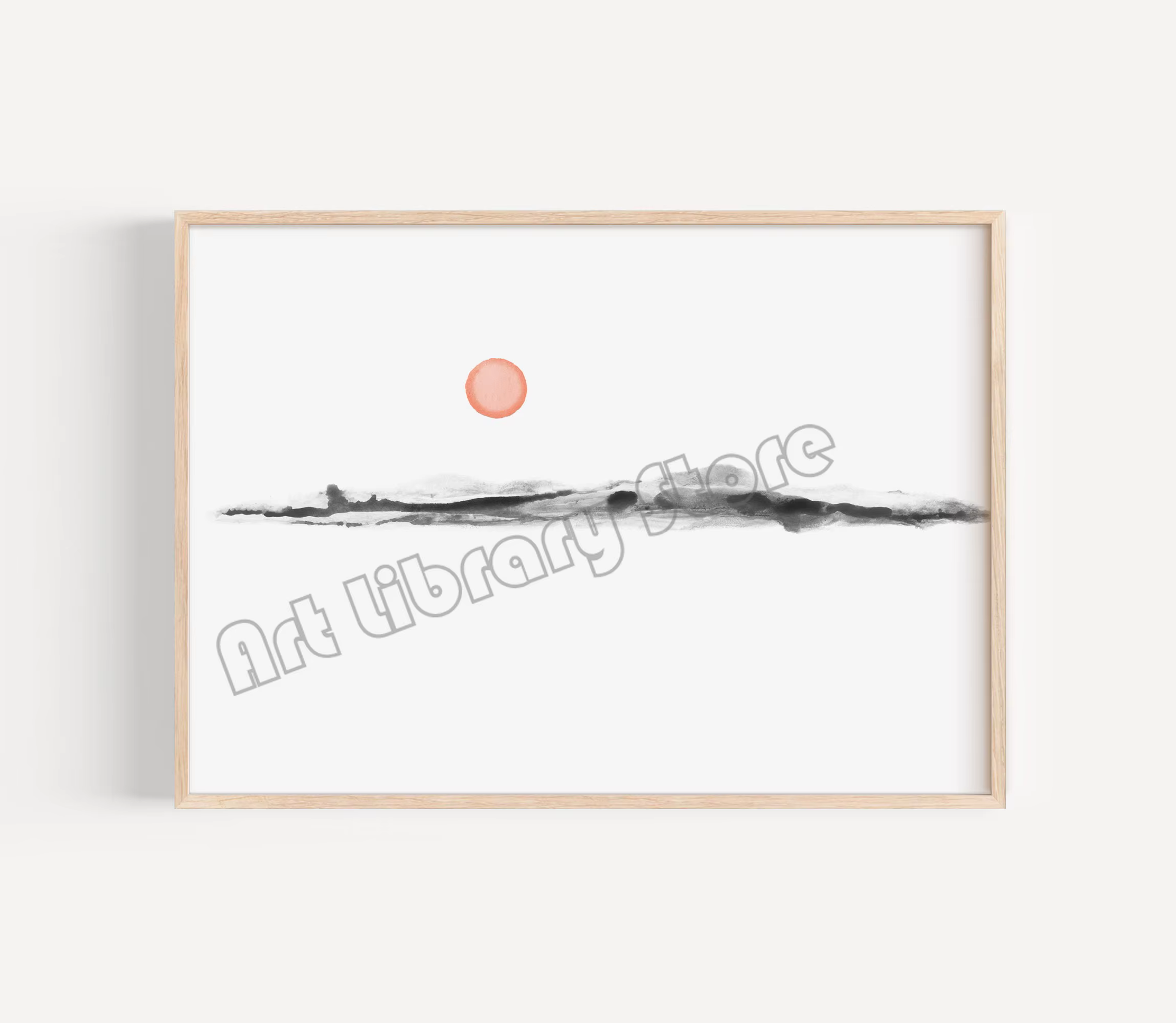 Peinture abstraite beige, noire et grise, paysage aquarelle, affiche minimaliste sur toile, images d