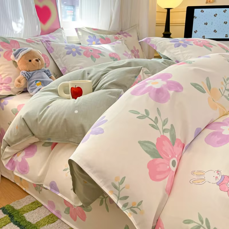Housse de couette imprimée 100% coton, pièce unique, style frais, douce et respirante, pour chambre 