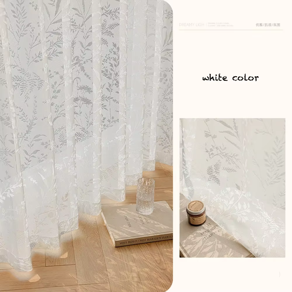 Rideaux transparents français élégants pour salon, Tulle de luxe pour fenêtre, décoration de chambre