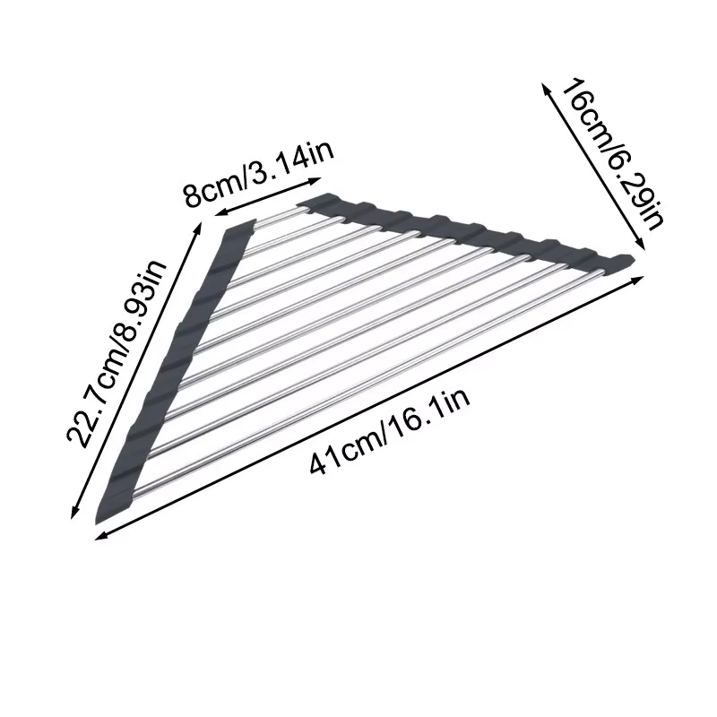 Filtre à eau triangulaire pliable pour évier de cuisine, rangement pour bols et baguettes, acier ino
