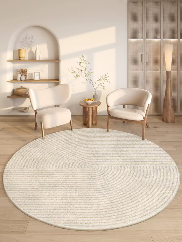 Tapis de style moderne pour chambre à coucher, décoration de salon minimaliste, rond, anti-alde, dou