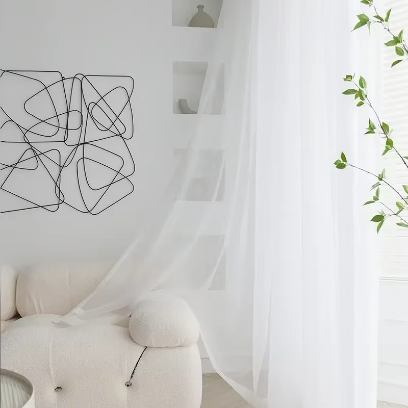 Rideaux pour salon haut de gamme, occultants, avec motif naturel rétro imprimé verticale, en tulle, 