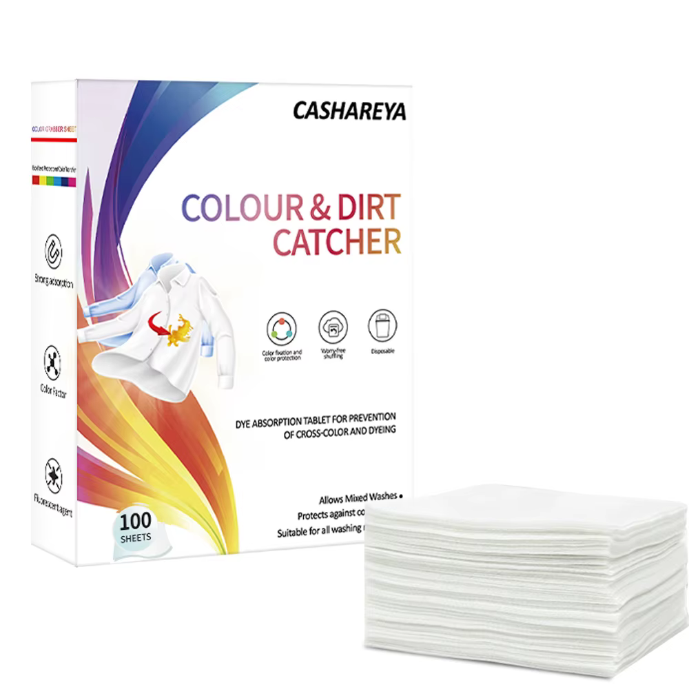 Feuilles de lessive attrape-couleur 100 feuilles, papier absorbant la colorant pour Machine à laver,