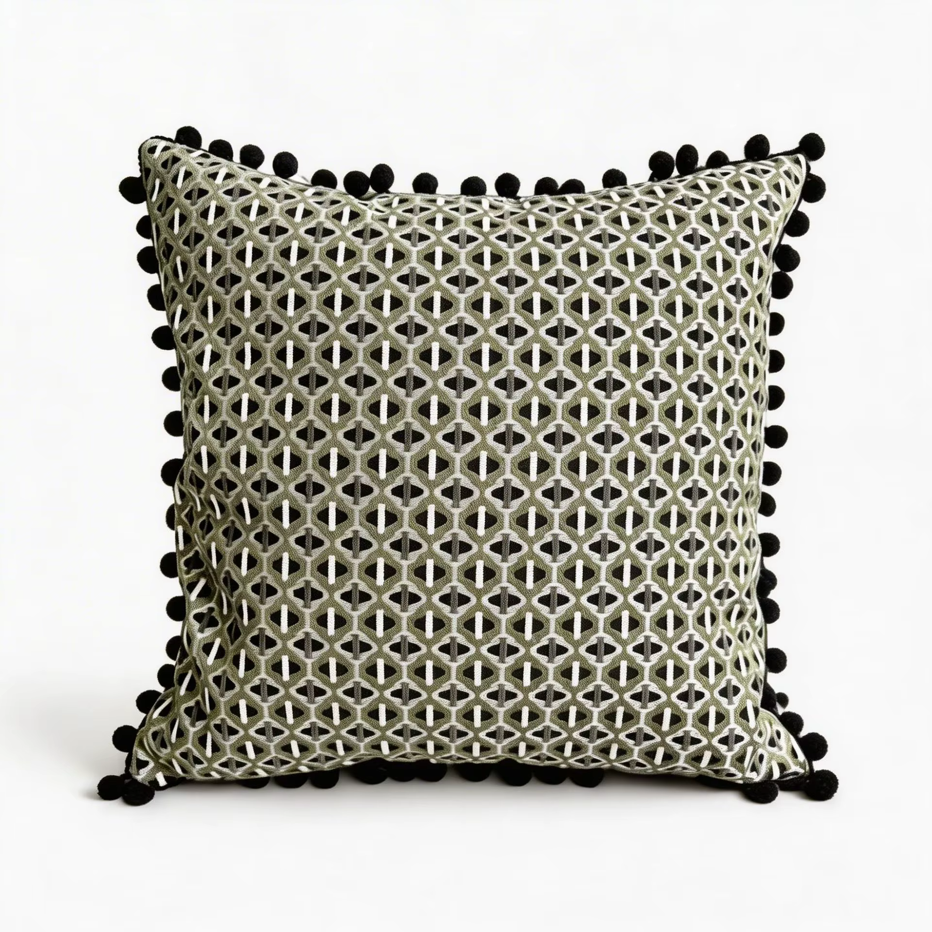 Housse de coussin jacquard géométrique rétro 50x50 cm, texture chenille épaisse, taie d'oreiller lux