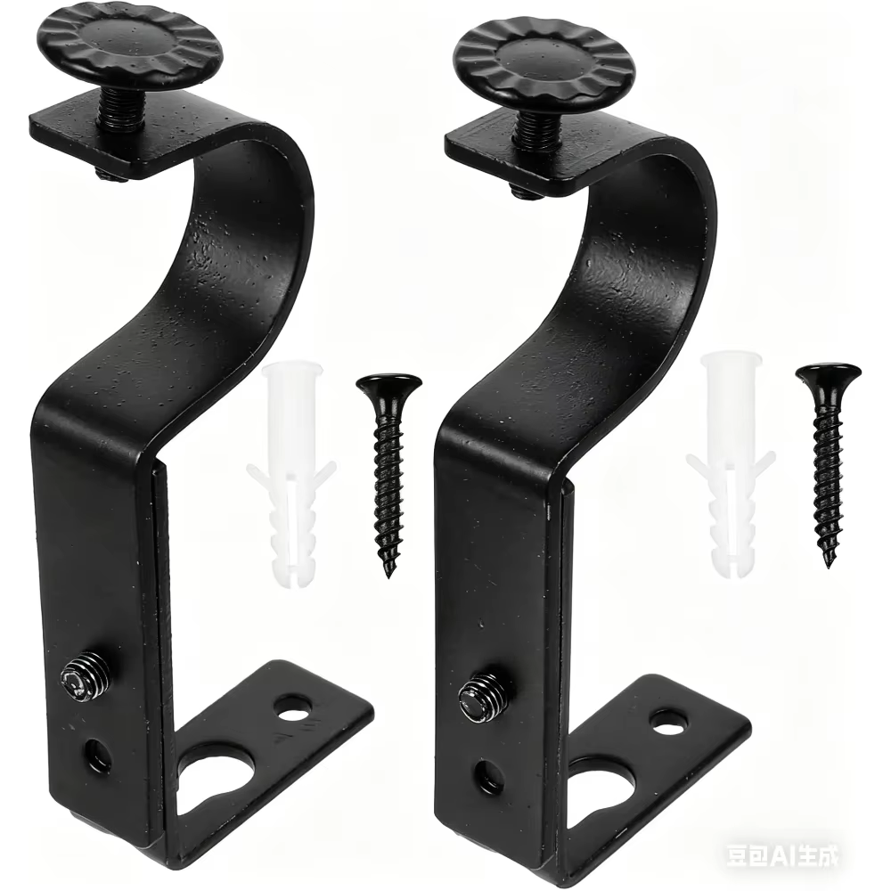 Support de tringle à rideau robuste, réglable, 1 pouce, pour mur, 2 pièces