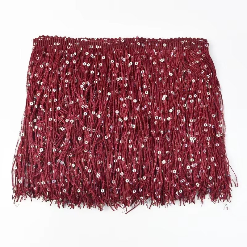Rideau en dentelle à franges et paillettes, 1-5M, 20cm, décoration, glands, robe de danse latine, ti