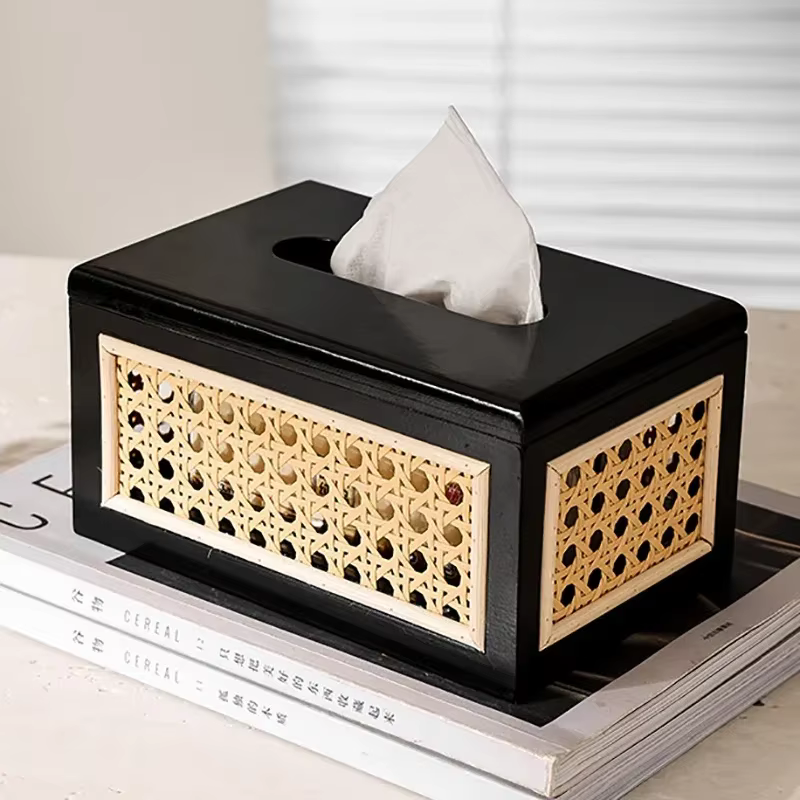Boîte à mouchoirs en rotin pour salon et chambre à coucher, porte-serviettes de bureau, étui à linge