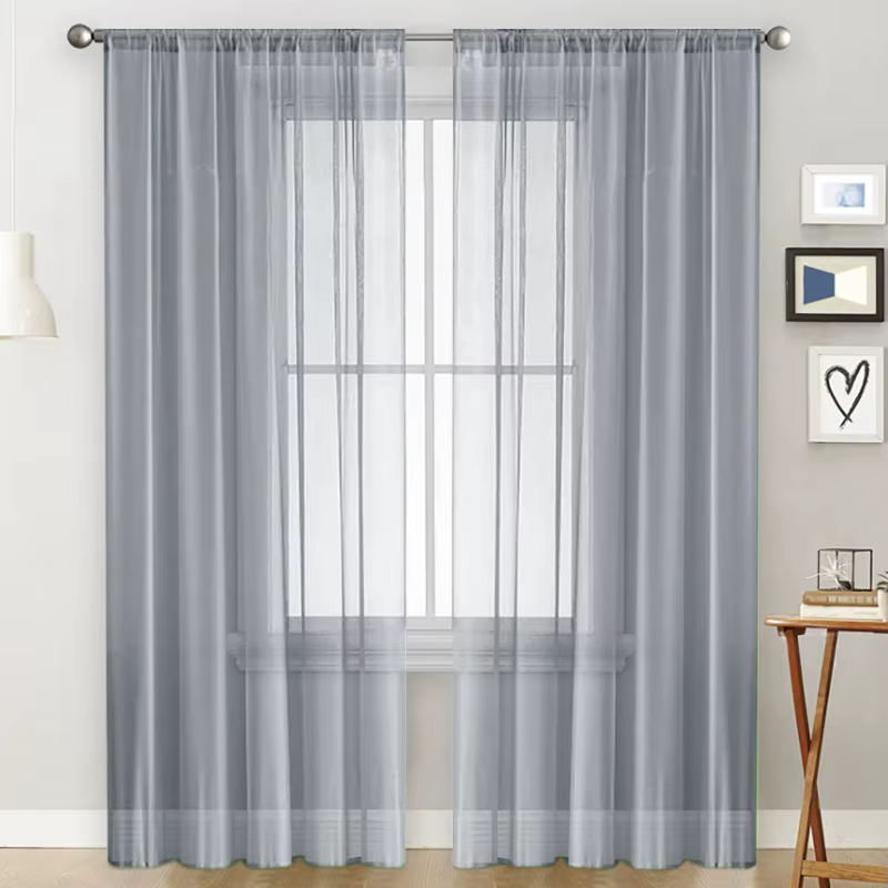 Voilage élégant et moderne de couleur unie avec tissu filtrant la lumière pour la confidentialité, i