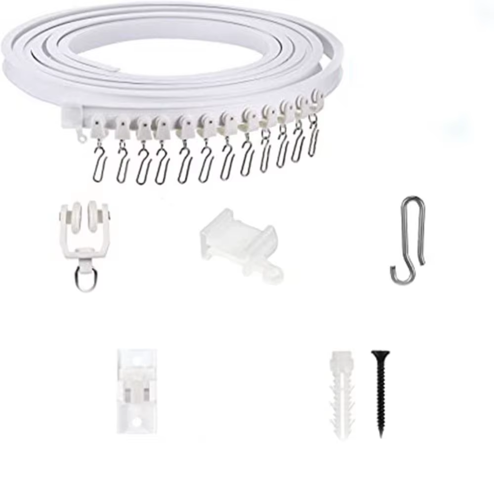 Rail à rideau blanc Style moderne piste Visible Nano silencieux rideaux accessoires en plastique pli