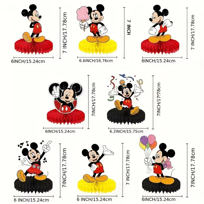 Décoration de table en nid d'abeille Mickey et Minnie pour fête d'anniversaire de fille, figurine dé