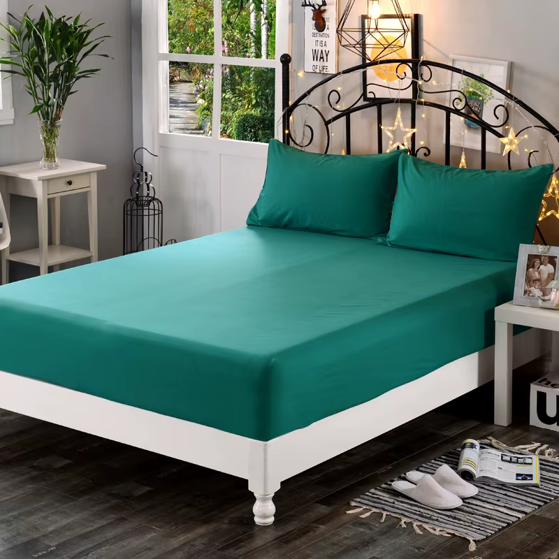 Drap-housse 100% Polyester de haute qualité, couleur unie, housse de matelas, quatre coins avec band