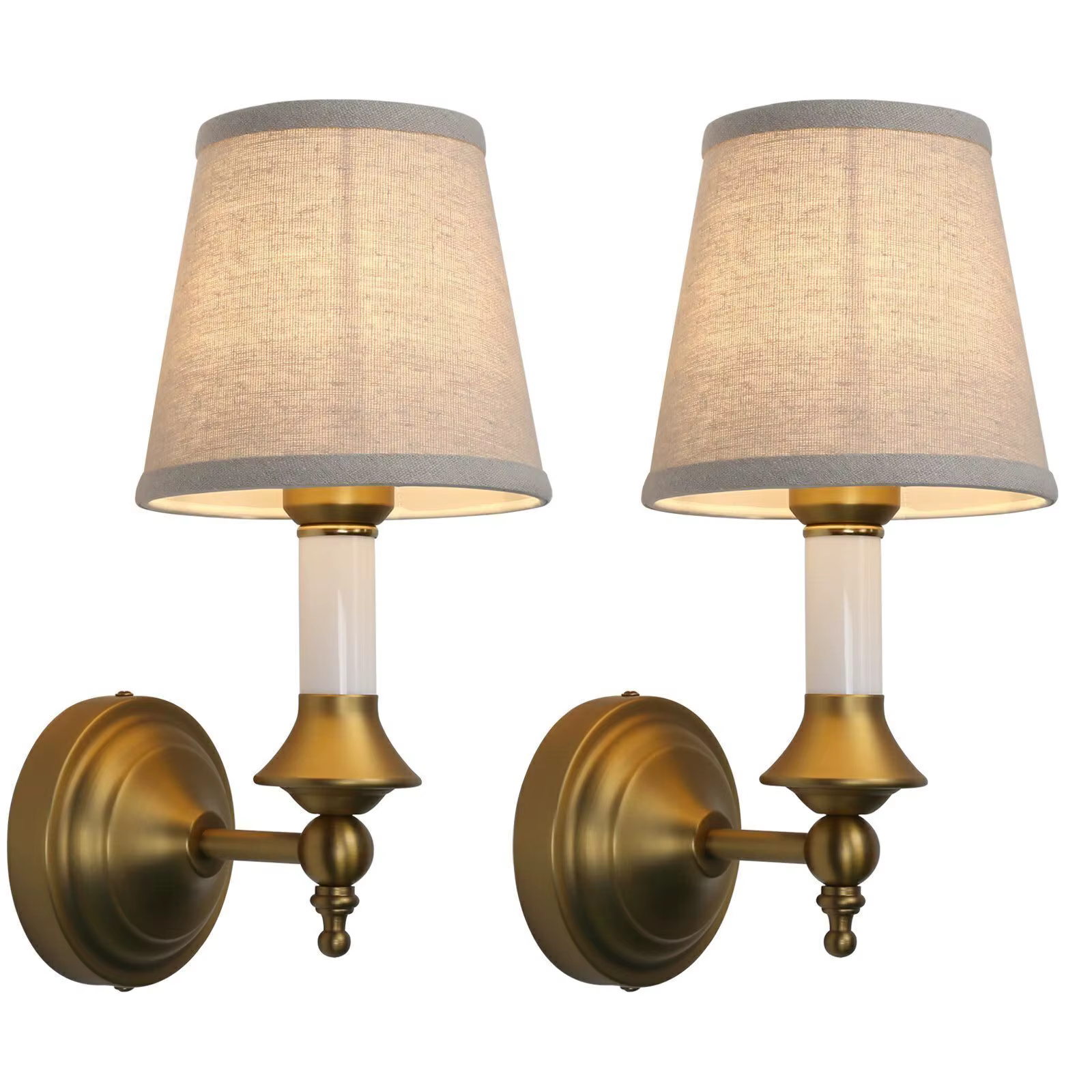 Lampe murale Permo, ensemble de 2 pièces, lampe murale classique rétro en tissu avec abat-jour en li