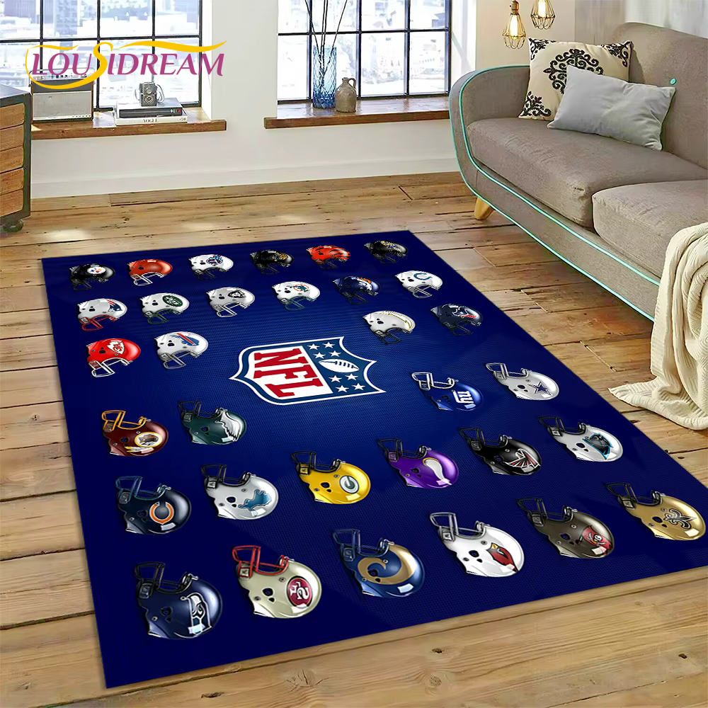 Tapis de sol antidérapant NFL pour le football américain, idéal pour le salon, la chambre à coucher,