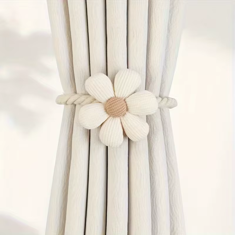 Lot de 2 attaches magnétiques florales pour rideaux – Boucle créative sans perçage pour salon, chamb