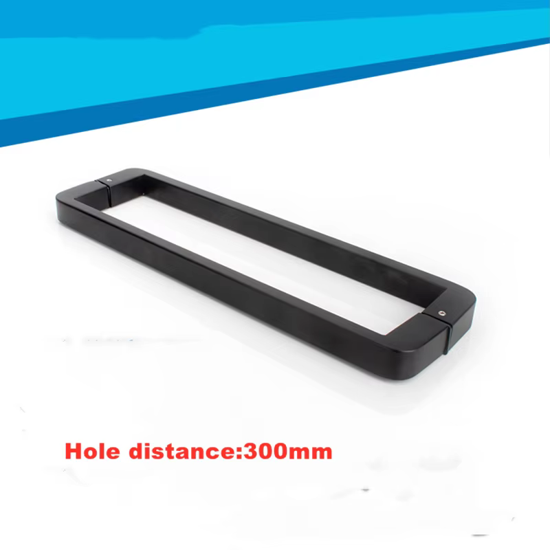 Porte marketen verre pour salle de douche, acier inoxydable, bande fine noire, petite poignée à file