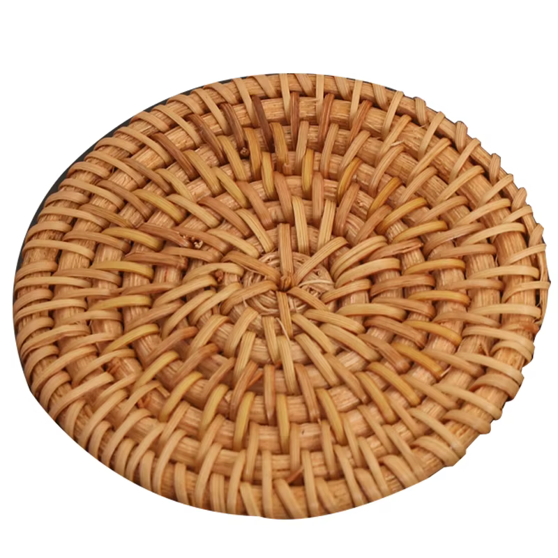 Round Placemats Hand-Made Placemat Pad Rattan Coaster Padding Mat Insulation Pad Kitchen Bar Accesso