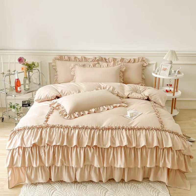 Housse de couette à volants Queen Twin 100% microfibre lavée 3 pièces ensemble de housse de couette 