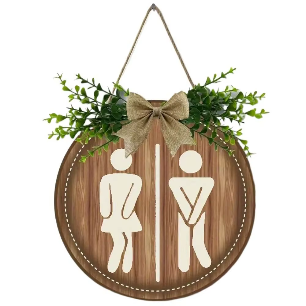 Panneau de toilette rond en bois Durable, décoration de Style rustique, panneau de salle de bains, p