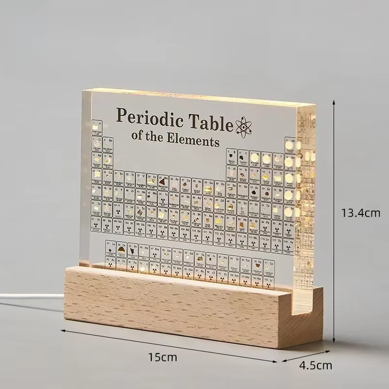 Éléments acryliques Table périodique Mendeleev coffre-fort Table périodique Figurine affichage Scien