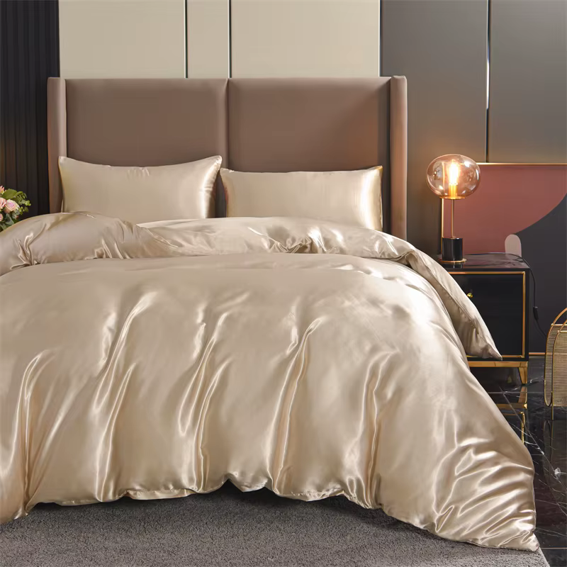 Ensemble de housse de couette en Satin, 3 pièces, série Queen Black, luxe, riche en soie, soyeux, do
