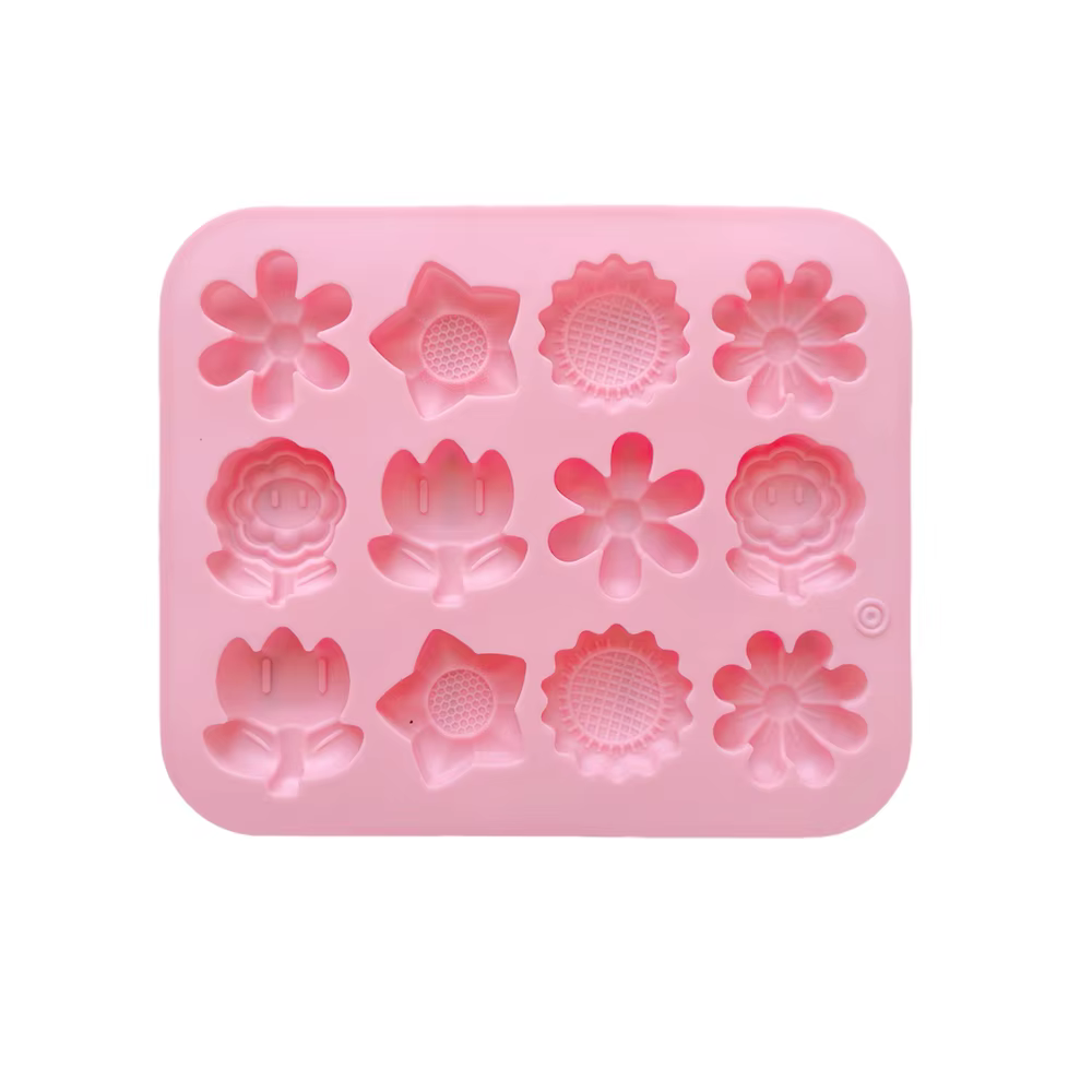 Mini 12 cavités 6 petites fleurs en forme de bonbons biscuits au chocolat moule en silicone cuisine 