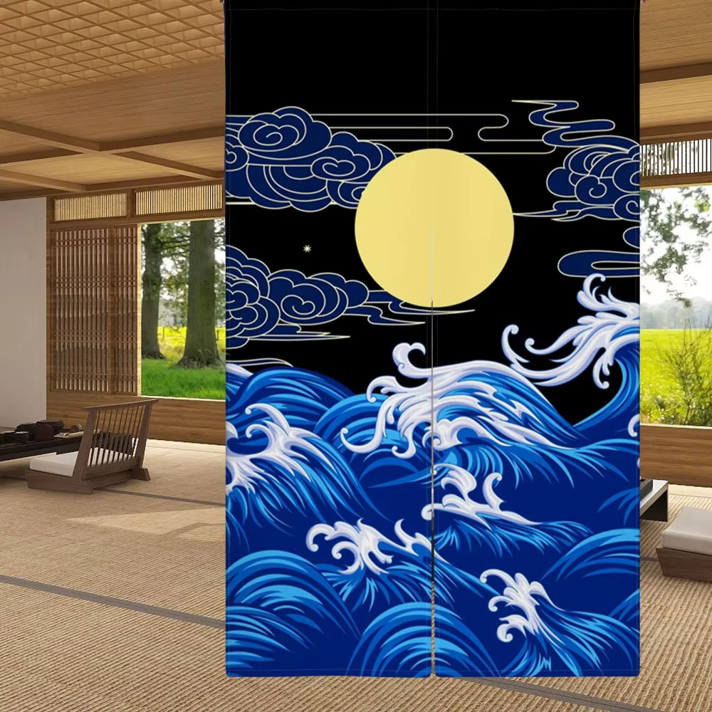 VIKAMA – rideau chaud en lin japonais, draperie de porte, maneki-neko, barre de saké, séparateur déc