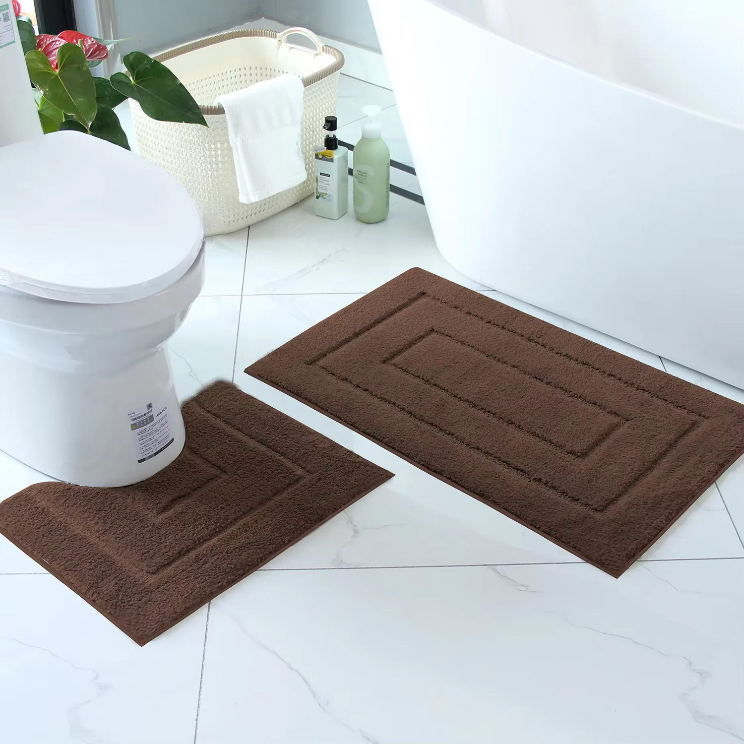 Tapis de sol de salle de bain en peluche avec motif arrière, tapis de pied antidérapant, tapis absor