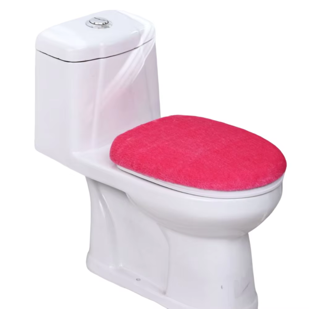 Protège-siège de toilette chaud, housse WC couleur unie, toucher doux, antidérapante, anti-poussière