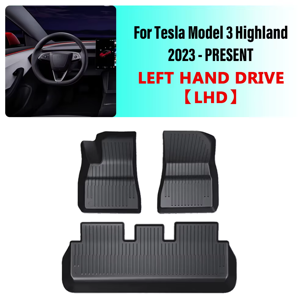 Tapis de sol pour Tesla Model 3 Highland, conduite à gauche et à droite, tapis en TPE, imperméables,