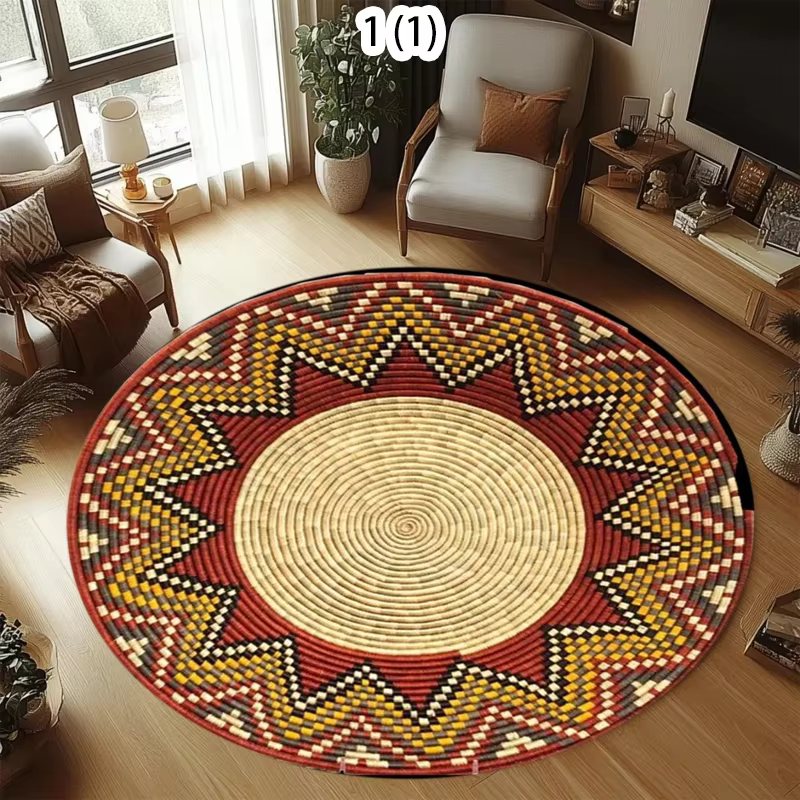 Tapis rond persan antidérapant VIKAMA Boho Easter pour la décoration de la cour extérieure et de la 