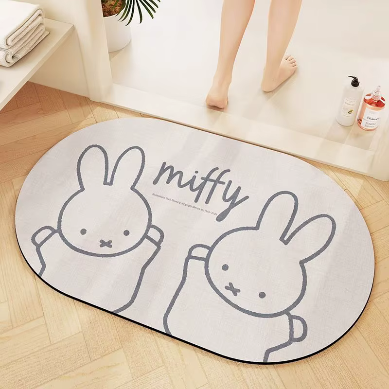 Tapis de sol Miffy Rabbit, tapis absorbant pour salle de bain, tapis antidérapant pour porte de sall