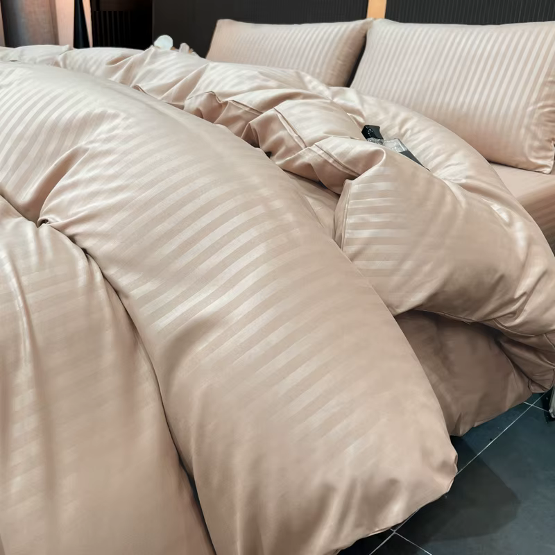 Housse de couette 3 pièces Stripe avec taie d'oreiller respirante, fermeture éclair, confort toutes 