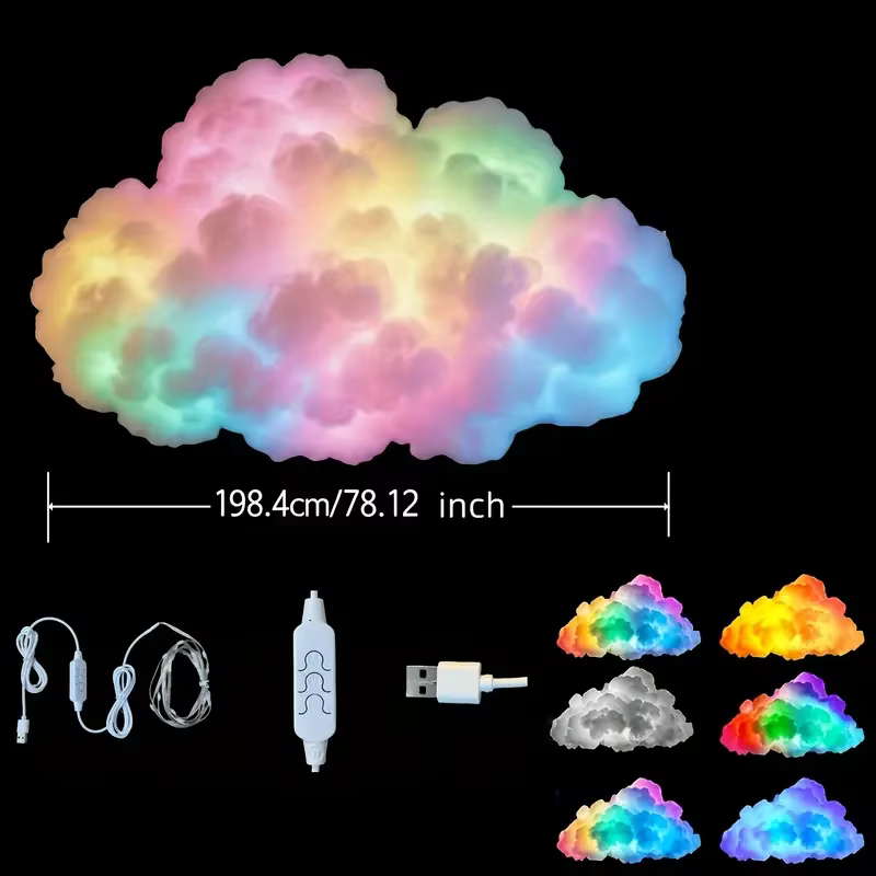 Lumières Nuageuses, Nuages de Foudre, Lumières Clignotantes, Kit DIY USB Coloré, Chambre à Coucher, 