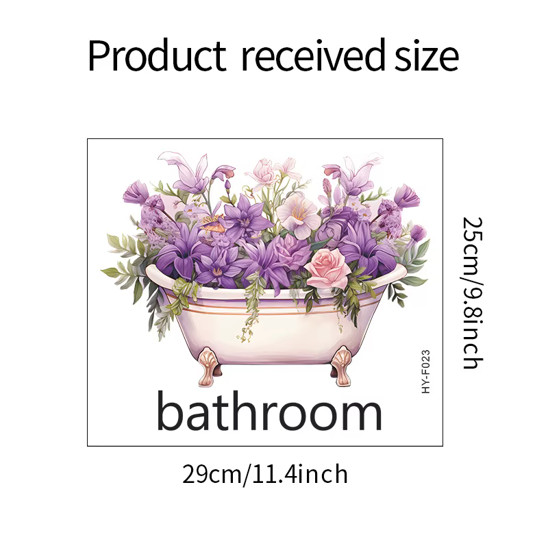Autocollants muraux de belles fleurs de baignoire, décoration murale de porte de salle de bains et d