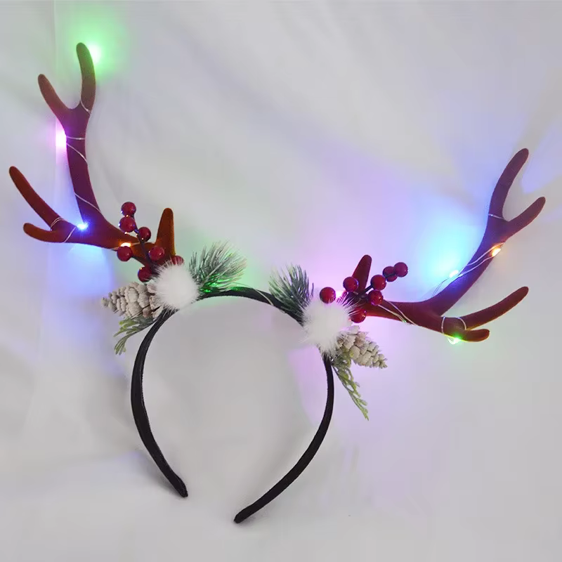 Événement bois de renne oreilles bandeau corne chapeaux enfants adultes accessoires de Costume lueur
