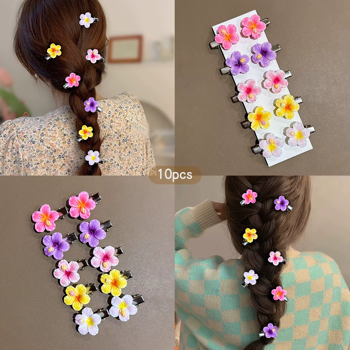 10 pinces à cheveux colorées et douces, adaptées aux cheveux, idéales pour les accessoires capillair