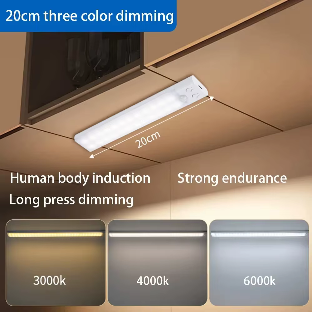 Veilleuse LED pour armoire, Rechargeable par USB, avec capteur de mouvement, adaptée à l'éclairage d