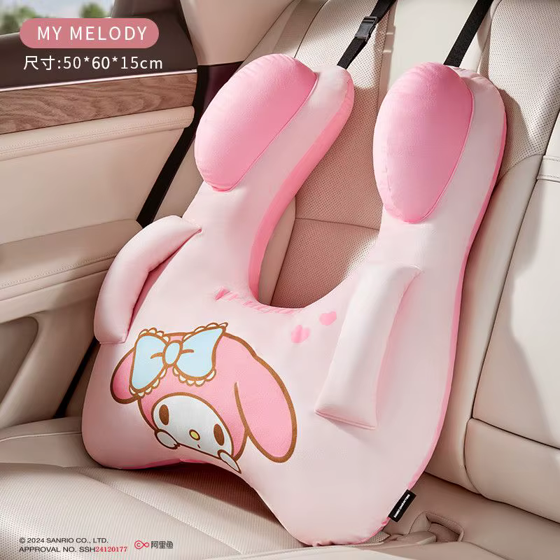 Coussin de voiture Sanrio pour enfants, coussin arrière de voiture Hello Kitty Kuromi, protège-cou, 