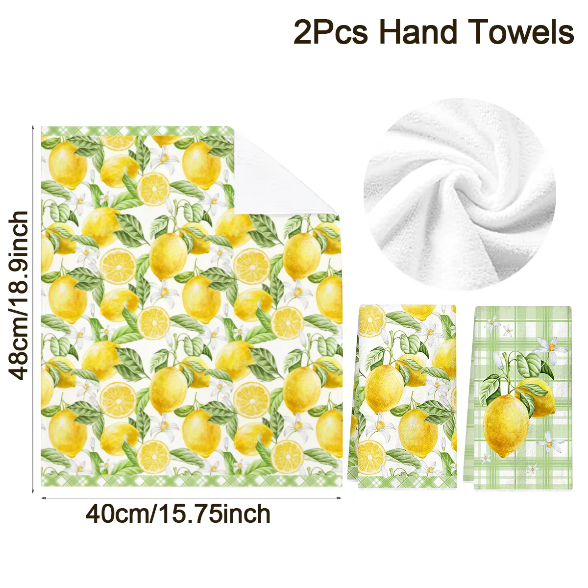 2 serviettes à main italiennes à thème citron, torchons de cuisine en polyester, chiffons décoratifs