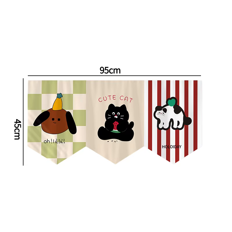 Rideau court de porte de style japonais, rideau de séparation de cuisine, guirlande à motifs d'anima
